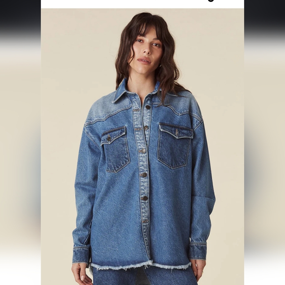Spell daisy patchwork denim shirt
